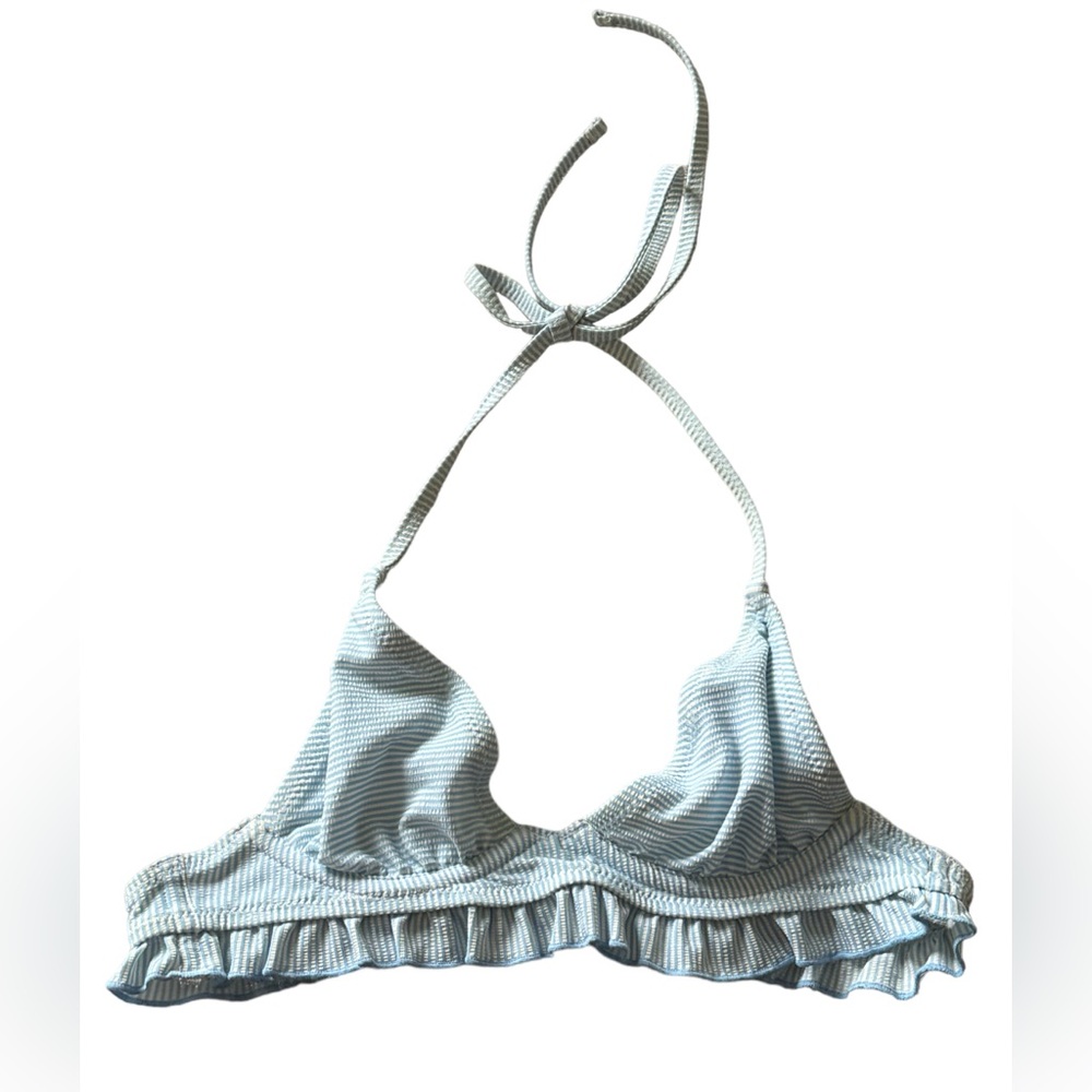 TOPSHOP Women’s Striped Ruffle Underwire Bikini Top Size 2